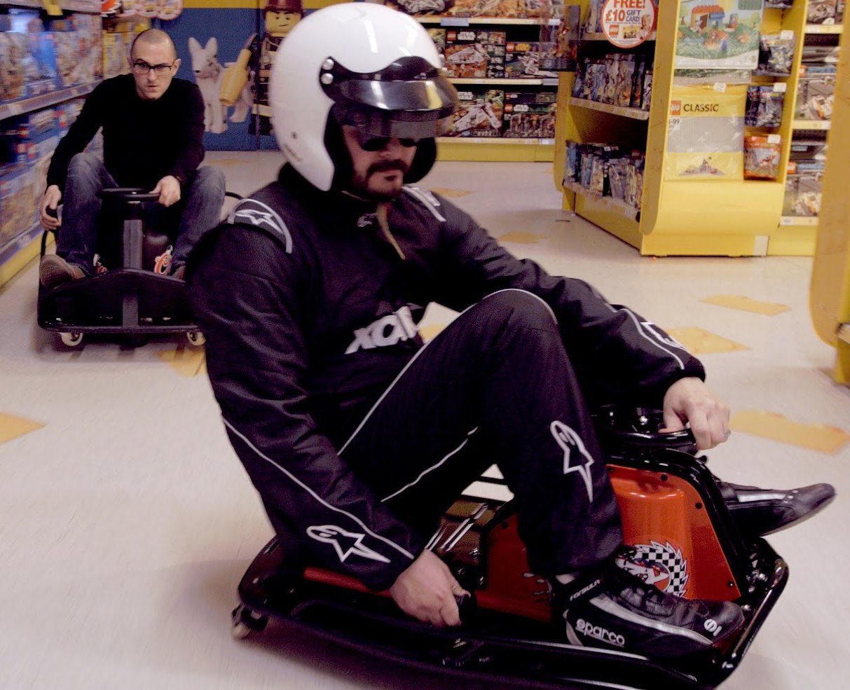 XCAR Rides the Crazy Cart XL in a Toy Store