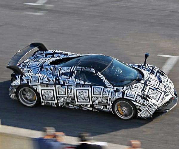 Pagani Huayra Spied with Big Wing and Camo at the Track