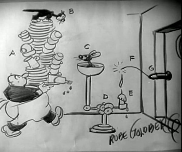 Vintage Rube Goldberg Clip Explains Gas Engines