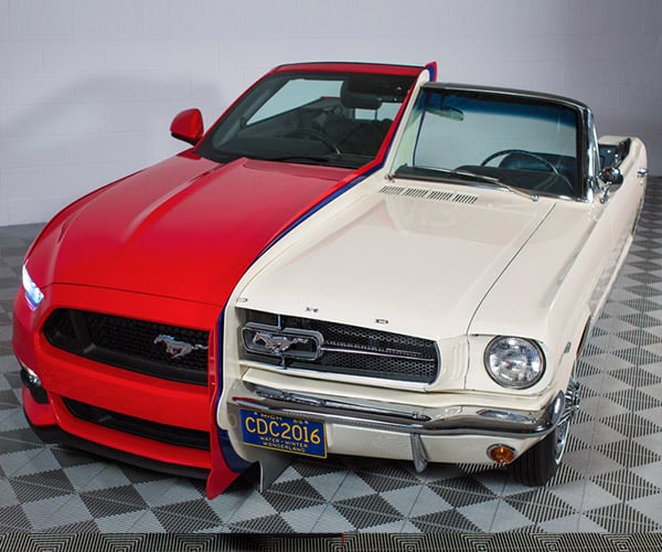 Ford Conjoins a 1965 and 2015 Mustang