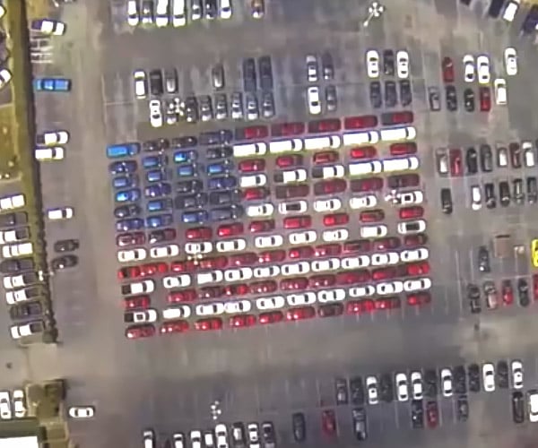 Old Glory Made from Over 100 Cars