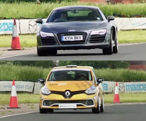 Unlikely Track Battle: Audi R8 vs. Renault Clio Cup