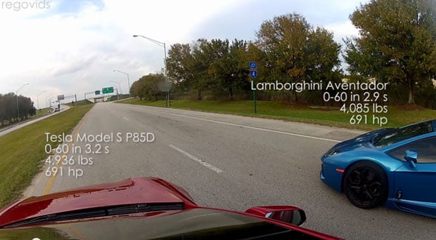 Tesla Model S P85D vs. Lamborghini Aventador