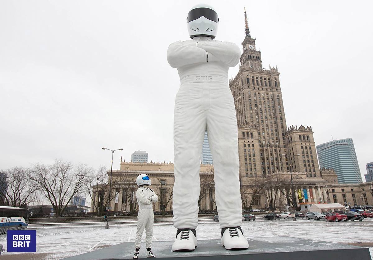 Giant Stig Statue Erected in Warsaw