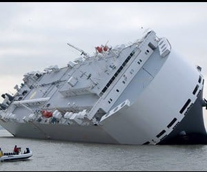 Sinking Car Carrier Packed with New Jags and Land Rovers