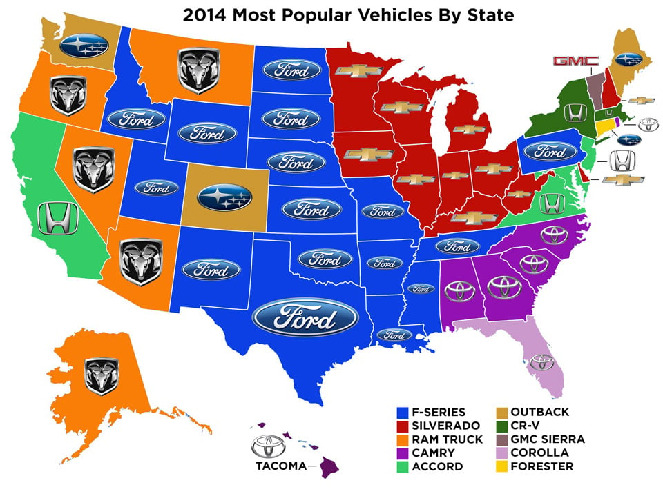 Most Popular Vehicles by State