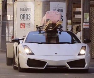 Lamborghini Gallardo Tows a Trailer and Building Materials