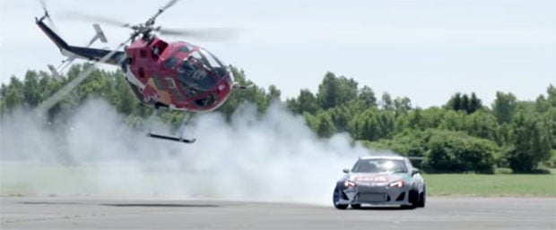 Baumgartner Flies Helicopter Insanely Close to Drifting Toyota