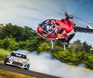 Baumgartner Flies Helicopter Insanely Close to Drifting Toyota