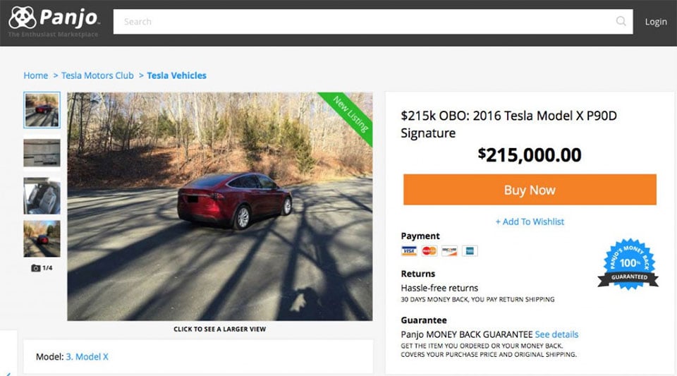 Tesla Seller Wants $215k for Used Model X