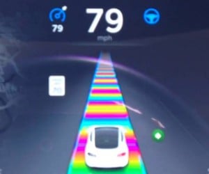 Tesla Easter Egg Puts Drivers on Mario Kart’s Rainbow Road