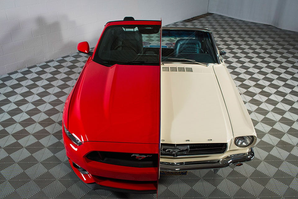 Ford Conjoins a 1965 and 2015 Mustang