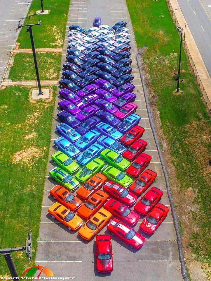 A Rainbow of Dodge Challengers