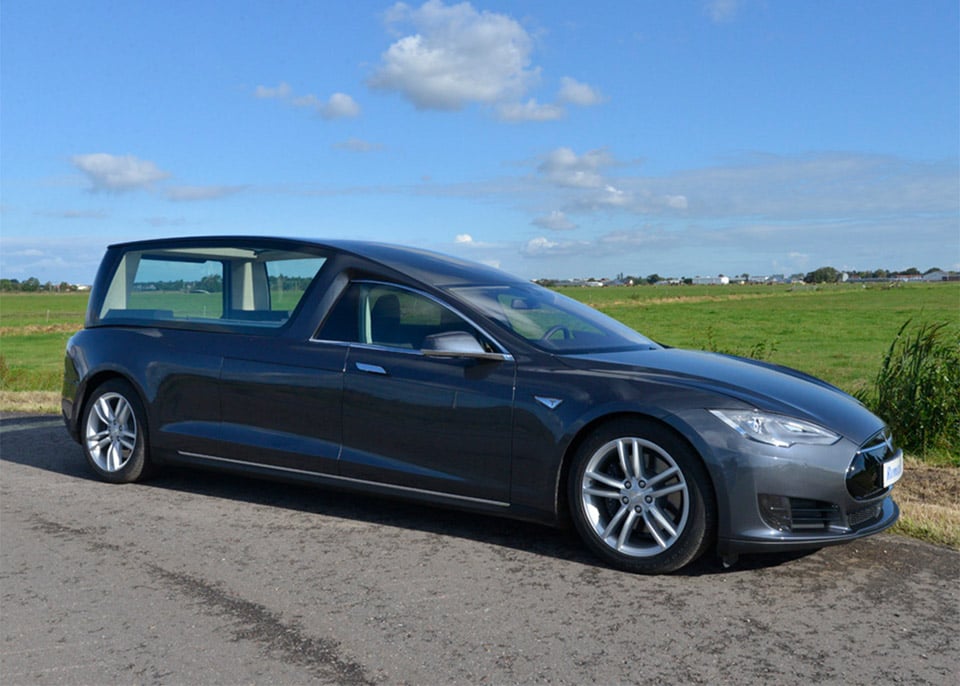 De Remetz Tesla Model S Hearse Keeps you Green to the Grave