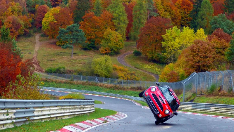 Mini Driver Does Nürburgring Lap on Two Wheels