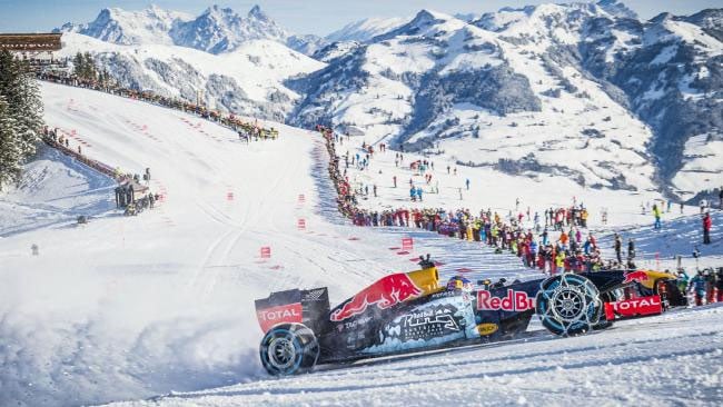 Red Bull F1 Car Takes to the Slopes