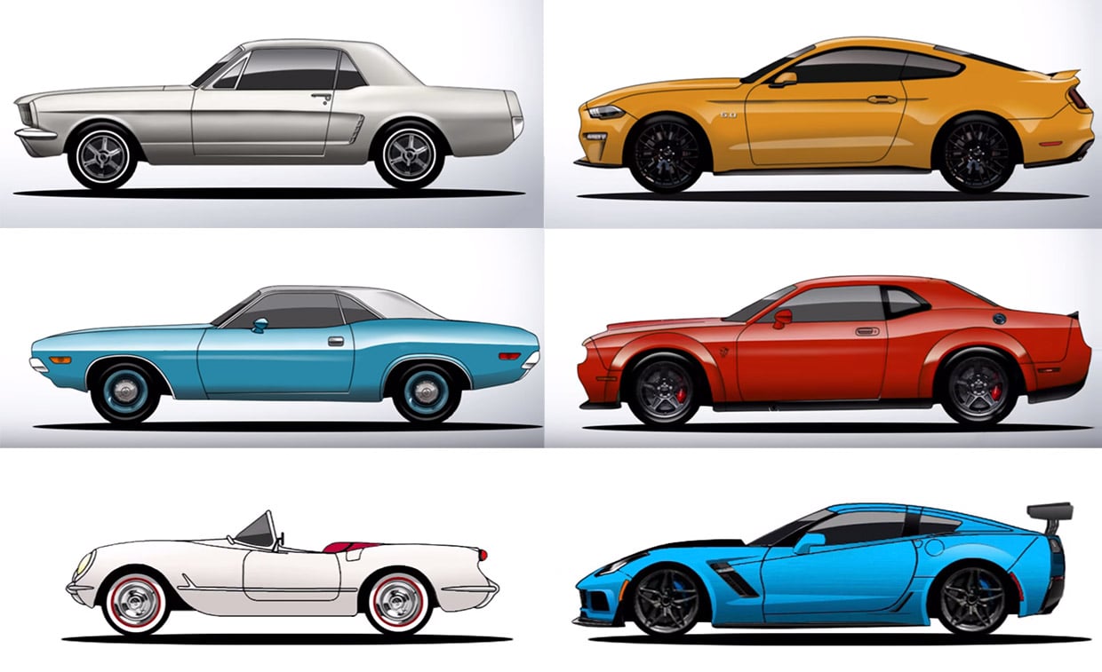 The History and Evolution of the Mustang, Challenger, and Corvette