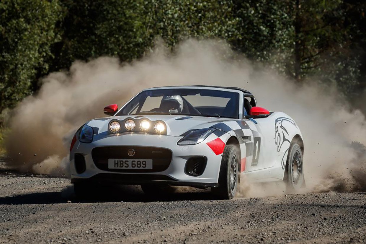 Jaguar F-TYPE Droptop Rally Car Tosses Some Gravel