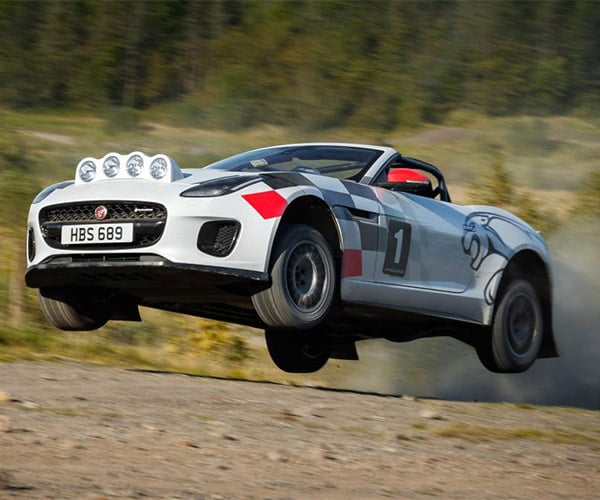 Jaguar F-TYPE Droptop Rally Car Tosses Some Gravel