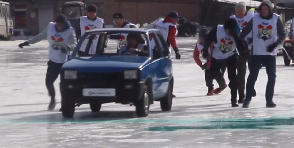 Russians Go Curling with Cars