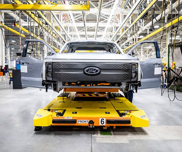 Pre-production Ford F-150 Lightning Trucks Rolling Off the Assembly Line